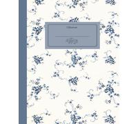 Vintage Blue Floral Matte Composition Notebook: College Ruled, 7.5 x 9.25. 110 pages