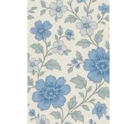 Vintage Blue Floral Pattern - Toile de Jouy Botanical Print with Roses and Peonies: 6"x9" Hardcover Lined Journal - 100 Pages for Creative Ideas, Goals, and Daily Writing