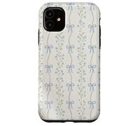 Vintage Blue Floral Ribbon Cottagecore Aesthetic Pattern Case for iPhone 11