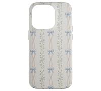 Vintage Blue Floral Ribbon Cottagecore Aesthetic Pattern Case for iPhone 14 Pro