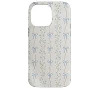 Vintage Blue Floral Ribbon Cottagecore Aesthetic Pattern Case for iPhone 14 Pro Max