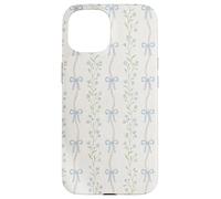 Vintage Blue Floral Ribbon Cottagecore Aesthetic Pattern Case for iPhone 15