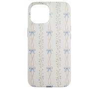 Vintage Blue Floral Ribbon Cottagecore Aesthetic Pattern Case for iPhone 15