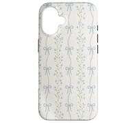 Vintage Blue Floral Ribbon Cottagecore Aesthetic Pattern Case for iPhone 16