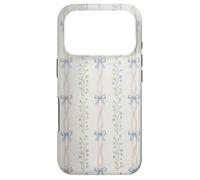 Vintage Blue Floral Ribbon Cottagecore Aesthetic Pattern Case for iPhone 17 Pro
