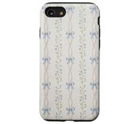 Vintage Blue Floral Ribbon Cottagecore Aesthetic Pattern Case for iPhone SE (2020) / 7/8