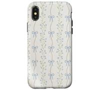Vintage Blue Floral Ribbon Cottagecore Aesthetic Pattern Case for iPhone X/XS