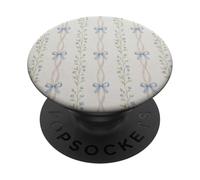 Vintage Blue Floral Ribbon Cottagecore Aesthetic Pattern PopSockets Adhesive PopGrip