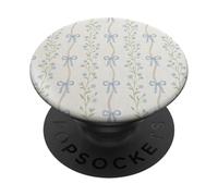 Vintage Blue Floral Ribbon Cottagecore Aesthetic Pattern PopSockets Adhesive PopGrip