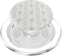 Vintage Blue Floral Ribbon Cottagecore Aesthetic Pattern PopSockets PopGrip for MagSafe