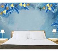 Vintage Blue Flower Leaf Bird 3D Wallpaper Luxury Home Dining Decor Paste Sofa Living Room The Wall for Bedroom Mural-150cm×105cm