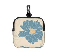 Vintage Blue Flowers, Square Zipper Storage Bag, Neoprene Coin Purse, Small Wallets, Change Pouch, Change Purse