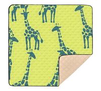 Vintage Blue Giraffe Print Baby Play Mat for Floor, 127x127 CM Playpen Mat,Thicken Soft Non-Slip Tummy Time Mat for Toddlers and Infants