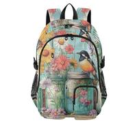 Vintage Blue Mason Jars Wildflowers Backpack Laptop Backpack for College Women Men College Bookbag Water Resistant Travel Daypack Casual Multi Pocket
