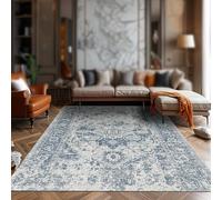 Vintage Blue Retro Decorative Area Rug 170x200 cm Short Pile Carpet for Living Room Bedroom StudioTraditional Style Home Décor Accent