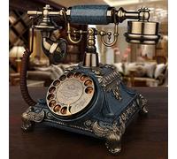 Vintage Blue Rotary Telephone, Antique Corded Landline Phone, Classic Old-Fashioned Home Office Decor, Retro Telephone for Nostalgic Touch