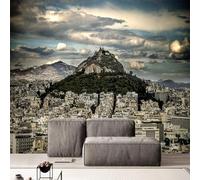 Vintage Blue Sky White Clouds City Architecture High Mountains 3D Wallpaper Luxury Silk Study Dining Feature Sofa Grey Bedroom Living Room Tv Decorative Wall-250cm×170cm