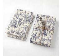 Vintage Blue Toile Bunny Birthday Wrapping Paper Folded Sheets, 120GSM Thick Kraft Wrapping Paper for Women, French Country Squirrel Birdcage Print Present Packaging, Two Pack