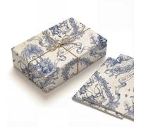Vintage Blue Toile Fruit Wrapping Paper 120 GSM Heavyweight Kraft Folded Flat Gift Wrap 2 Sheets for Funny Anniversary Couples Quirky Retro Pun Present
