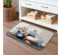 Vintage Blue Vases Quick Dry Bath Mat, Rustic Floral Absorbent Non Slip Shower Mat, Autumn Flannel Washable Bath Rugs for Bathroom Toilet Restroom Decorative 20x32 Inch
