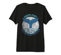 Vintage Blue Wave with Fin and 52 Lonely Whale Design Premium T-Shirt