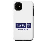 Vintage Blue White Scales of Justice Law My Honor Student Case for iPhone 11