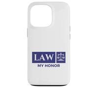 Vintage Blue White Scales of Justice Law My Honor Student Case for iPhone 13 Pro