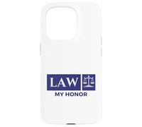 Vintage Blue White Scales of Justice Law My Honor Student Case for iPhone 15 Pro