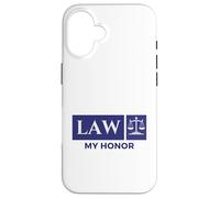 Vintage Blue White Scales of Justice Law My Honor Student Case for iPhone 16