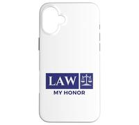 Vintage Blue White Scales of Justice Law My Honor Student Case for iPhone 16 Plus