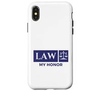 Vintage Blue White Scales of Justice Law My Honor Student Case for iPhone X/XS