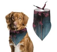 Vintage Blue Wood Dog Bandanas for Feeding Grooming, Triangle Pet Bibs Washable Pets Scarf for Cats & Dogs