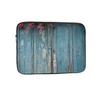 Vintage Blue Wood Laptop Sleeve for Women Men, 13 Inch Waterproof Laptop Bag Lightweight Notebook Computer Cover Bag