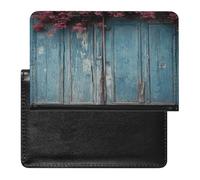 Vintage Blue Wood Passport Holder Passport Wallet Document Organizer Protector PU Leather Card Slot Travel Accessories