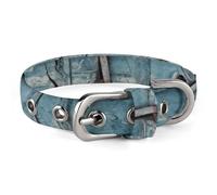 Vintage Blue Wood Pet Collar Oxford Adjustable Safety Dog Collars Cute Outdoor Training Pet Collars Easy Clean Floral Print Puppy Collar for City Pet Owners