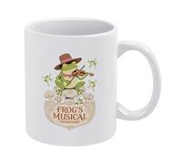 Vintage Bluegrass Frog Cup Ceramic Tea Mug with Handle Drinkware 330Ml for Hot Chocolate Cappuccino Women