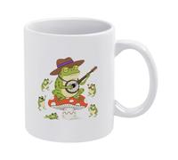 Vintage Bluegrass Frog Mugs Funny Cup Ceramic Drinkware 330Ml for Syrup Milk Beverages