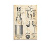 Vintage Blueprint Poster - 19th Century Wine Tools & Glassware Industrial Diagram Poster Decorative Painting Canvas Wall Posters And Art Picture Print Modern Family Bedroom Decor Posters 16x24inch(40