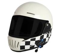 Vintage Bluetooth Motorcycle Full Face Helmet Retro Style Motorbike Helmet DOTECE Approved Lightweight Ventilation Design with Double Visor Microphone for Adult Men and Women F,M=57~58cm