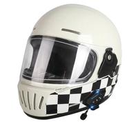 Vintage Bluetooth Motorcycle Full Face Helmet Retro Style Motorbike Helmet DOTECE Approved Lightweight Ventilation Design with Double Visor Microphone for Adult Men and Women E,M=57~58cm
