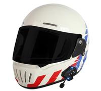 Vintage Bluetooth Motorcycle Full Face Helmet Retro Style Motorbike Helmet DOTECE Approved Lightweight Ventilation Design with Double Visor Microphone for Adult Men and Women H,M=57~58cm