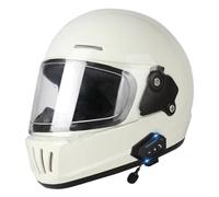 Vintage Bluetooth Motorcycle Full Face Helmet Retro Style Motorbike Helmet DOTECE Approved Lightweight Ventilation Design with Double Visor Microphone for Adult Men and Women C,M=57~58cm