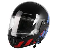 Vintage Bluetooth Motorcycle Full Face Helmet Retro Style Motorbike Helmet DOTECE Approved Lightweight Ventilation Design with Double Visor Microphone for Adult Men and Women W,M=57~58cm