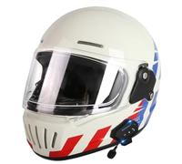 Vintage Bluetooth Motorcycle Full Face Helmet Retro Style Motorbike Helmet DOTECE Approved Lightweight Ventilation Design with Double Visor Microphone for Adult Men and Women G,M=57~58cm
