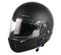 Vintage Bluetooth Motorcycle Full Face Helmet Retro Style Motorbike Helmet DOTECE Approved Lightweight Ventilation Design with Double Visor Microphone for Adult Men and Women A1,M=57~58cm
