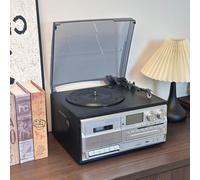 Vintage Bluetooth Record Player with CD/Cassette & USB,C | Retro-styled with modern connectivity - perfect for music enthusiasts and home entertainment systems.