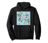 Vintage Blush Pink Roses On A Robin's Egg Blue Background Pullover Hoodie