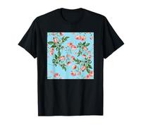 Vintage Blush Pink Roses On A Robin's Egg Blue Background T-Shirt