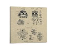 Vintage Board Game Art Poster - 1970s Chess Innovations & 3D Structure Diagrams Poster Decorative Painting Canvas Wall Posters And Art Picture Print Modern Family Bedroom Decor Posters 28x28inch(70x7