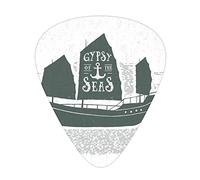 Vintage Boat Guitar Picks 12 Pack Universal ABS Guitar Picks,Gypsy of The Sea Pirate Ship Headed to jewel Island Vintage Style,for Acoustic and Electric Guitar,Dark Blue Grey White